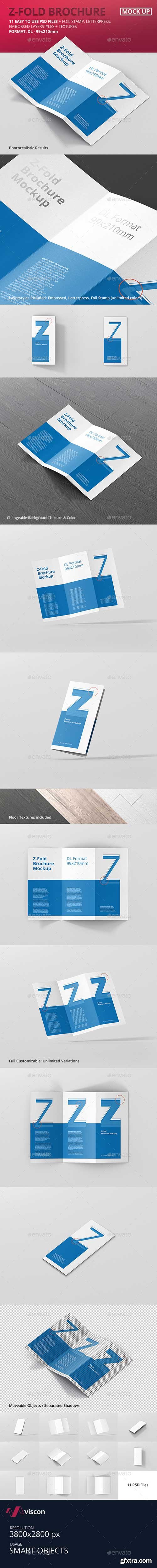 Graphicriver - DL Z-Fold Brochure Mockup - 99x210mm 19967212