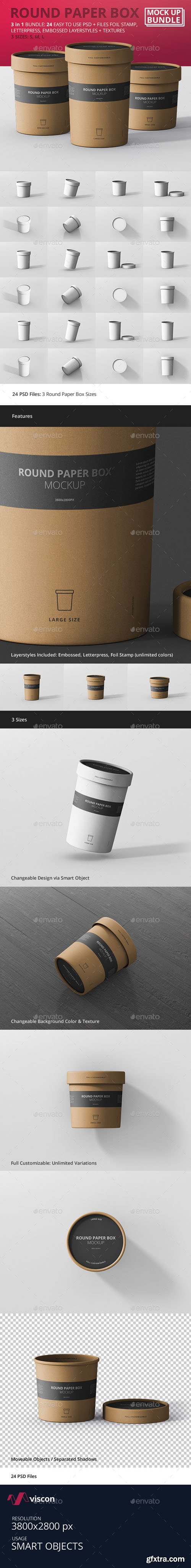 GR - Round Paper Box Mockup Bundle 19949864