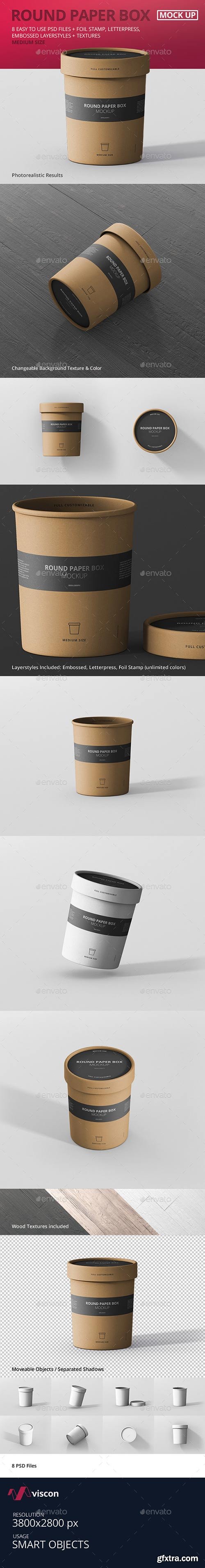 Graphicriver - Paper Box Mockup Round - Medium Size 19926565