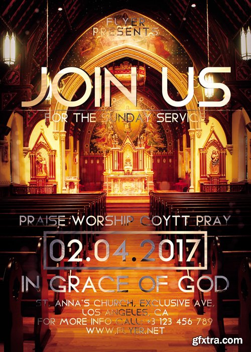 Join us for Sunday Service - Premium A5 Flyer Template