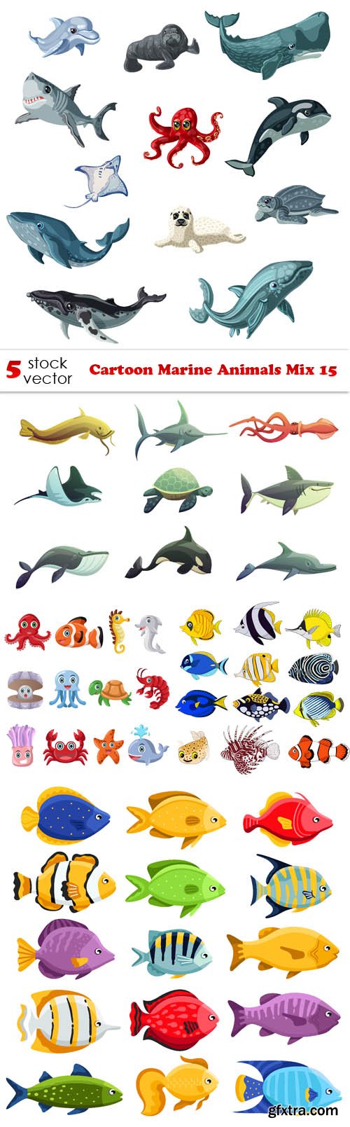 Vectors - Cartoon Marine Animals Mix 15