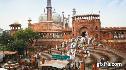 People leaving the jama masjid friday mosque after the friday prayers old