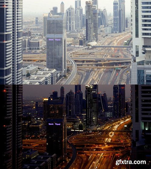 United Arab Emirates Dubai timelapse over Sheikh Zayed rd showing the new