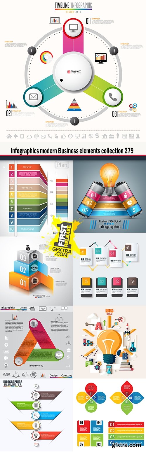 Infographics modern Business elements collection 279