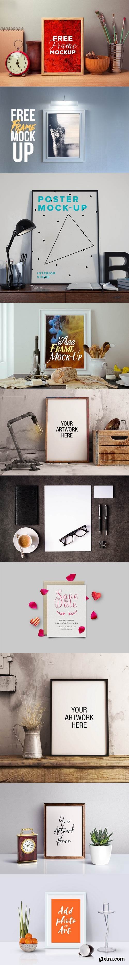 10 Poster Frame Mockups PSD Part 1