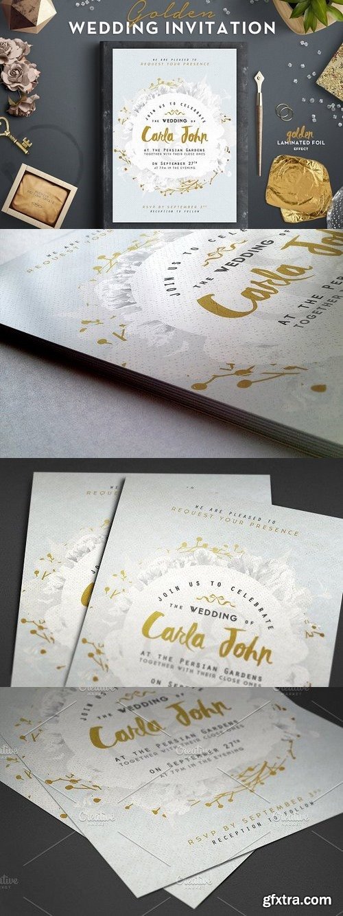 CM - Golden Foil Wedding Invitation I 373538