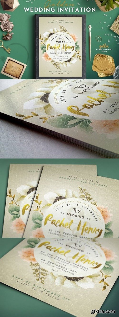 CM - Golden Foil Wedding Invitation II 402667