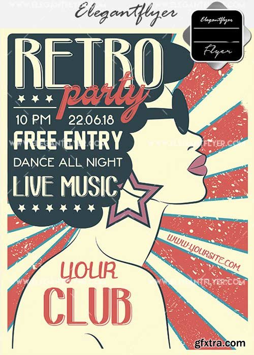 Retro Party V22 Flyer PSD Template + Facebook Cover