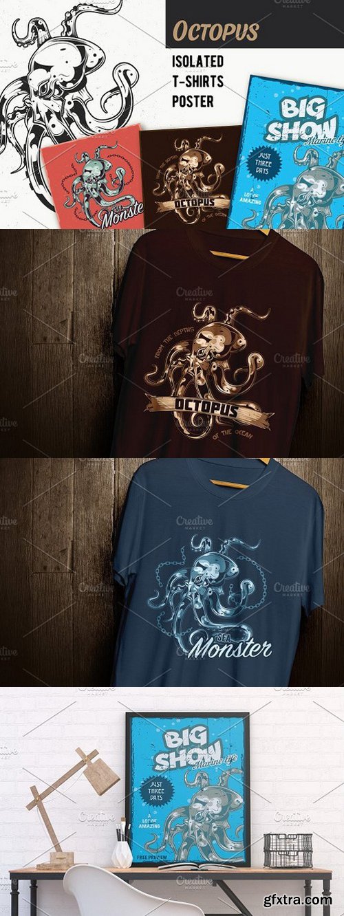 CM - Octopus T-shirts And Poster Labels 1461891