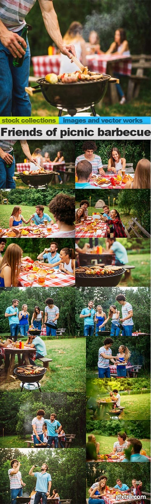 Friends of picnic barbecue, 15 x UHQ JPEG