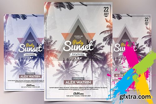 CM - Party Sunset - PSD Flyer Template 1570669