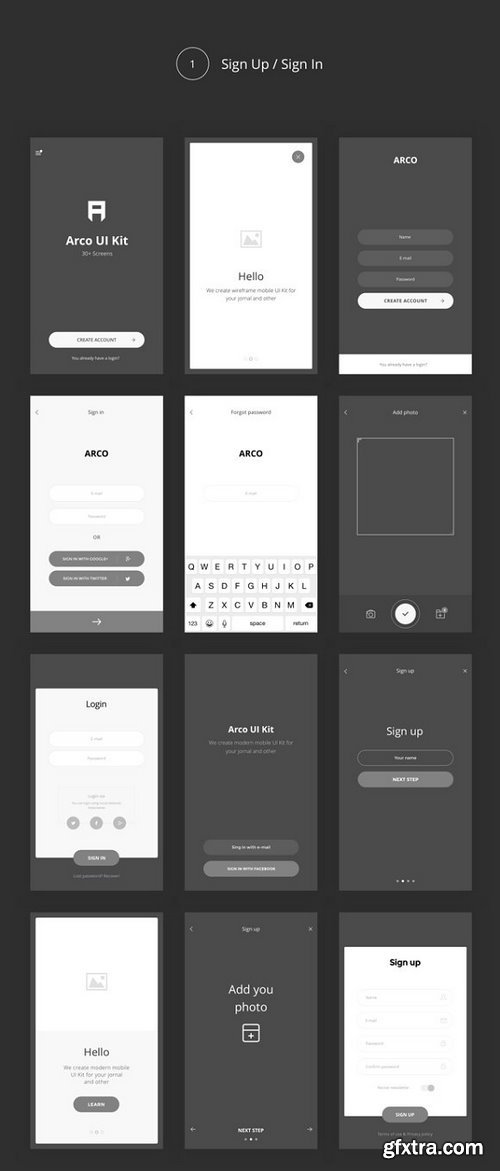 CM - Arco – Wireframe Mobile UI Kit 1262783