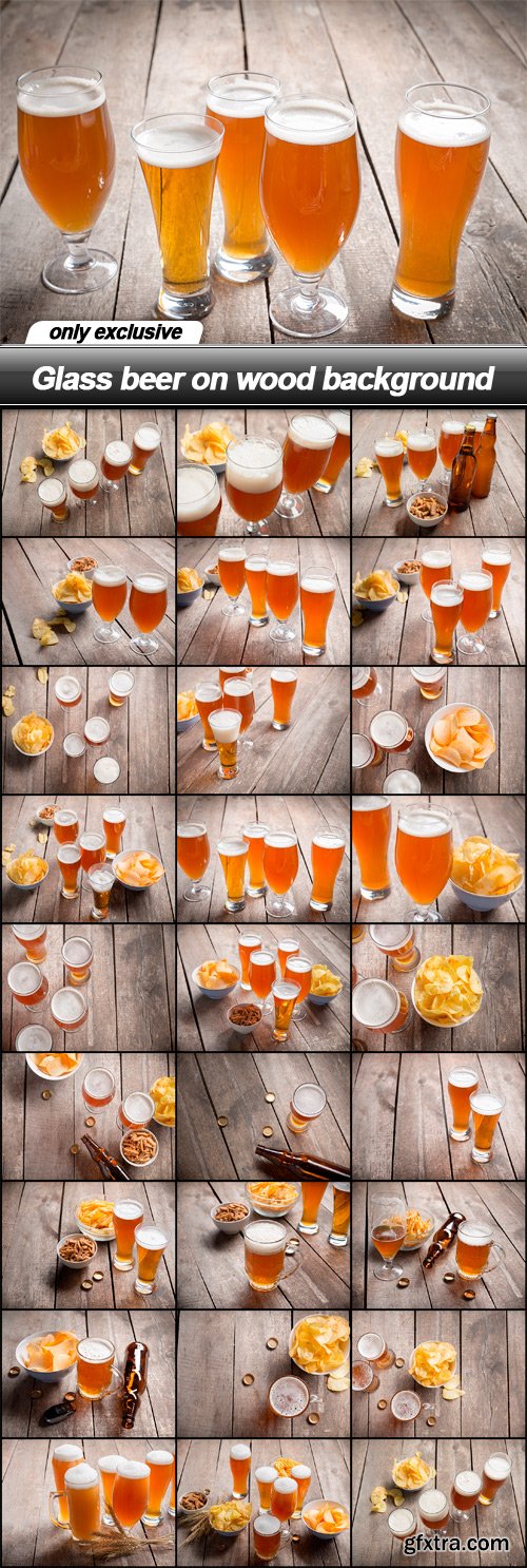 Glass beer on wood background - 26 UHQ JPEG