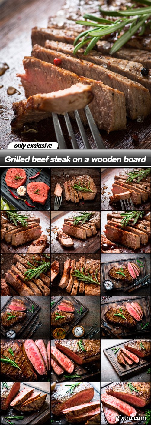 Grilled beef steak on a wooden board - 19 UHQ JPEG