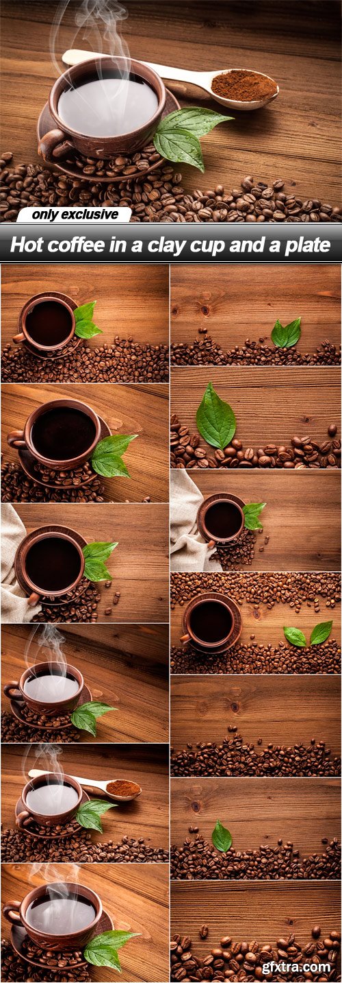 Hot coffee in a clay cup and a plate - 13 UHQ JPEG