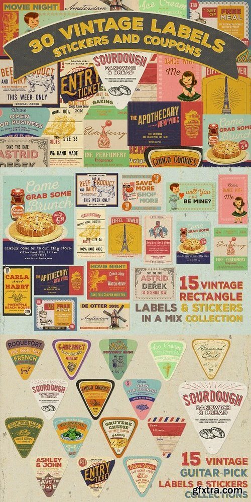 CM - 30 Vintage Labels & Stickers 504789