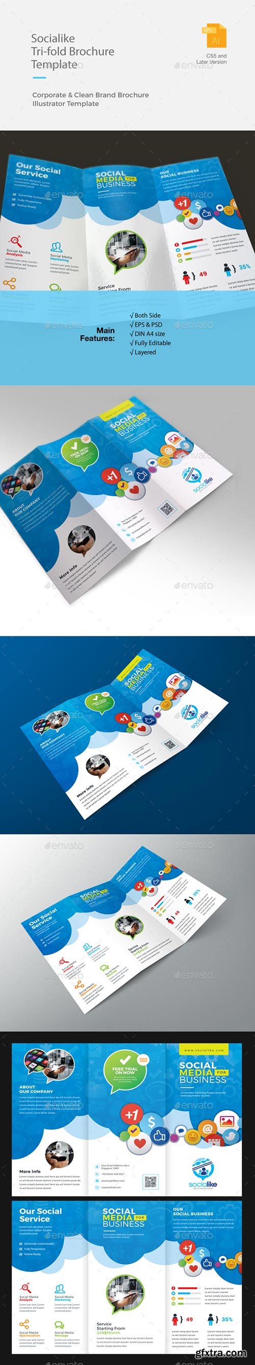 Graphicriver - Social Media Trifold Brochure 19462662