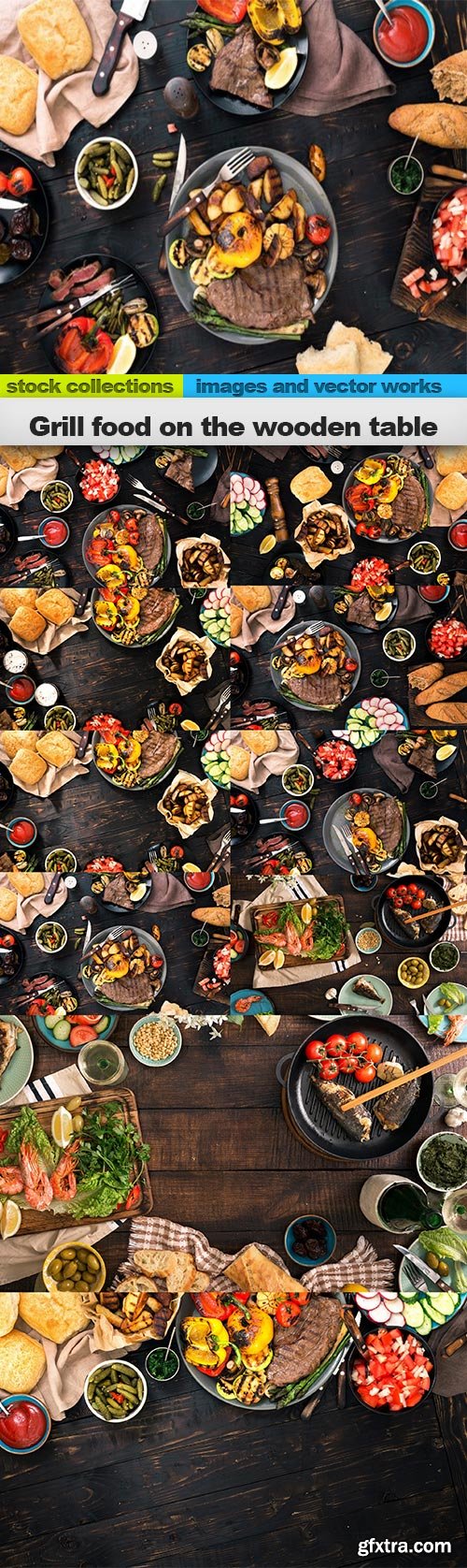 Grill food on the wooden table, 10 x UHQ JPEG