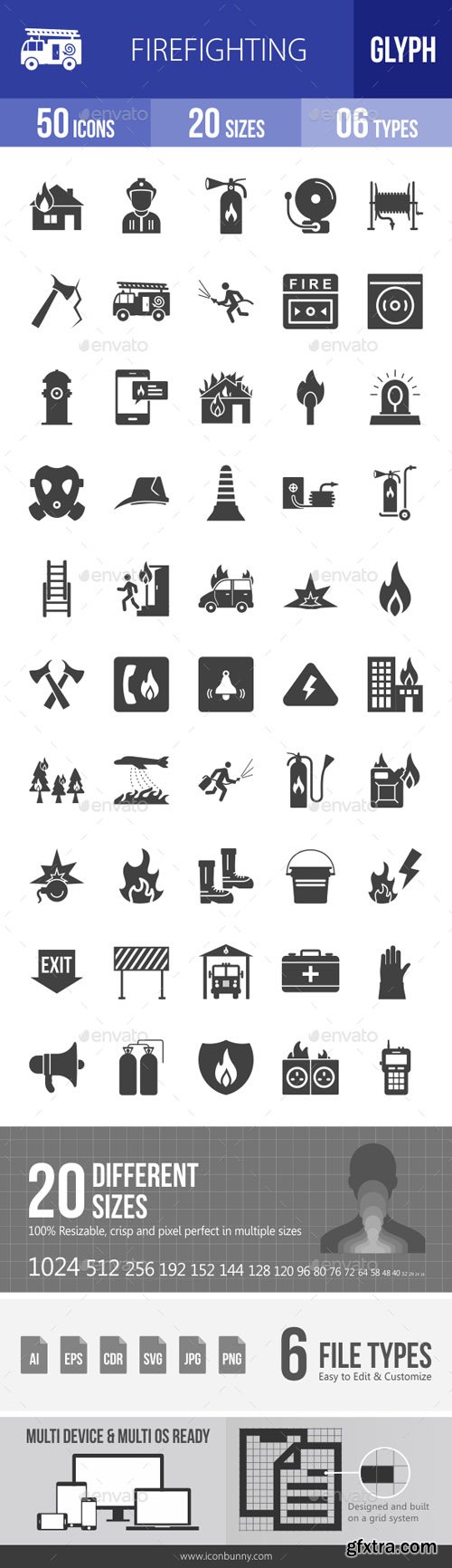 GR - Firefighting Glyph Icons 18422506