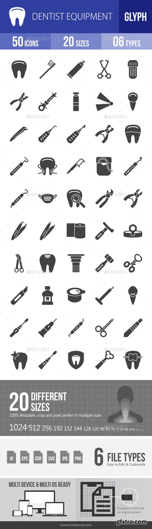 GR - Dentist Equipment Glyph Icons 18081718