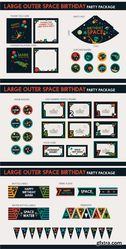 CM 1500043 - Space Birthday Party Package Set