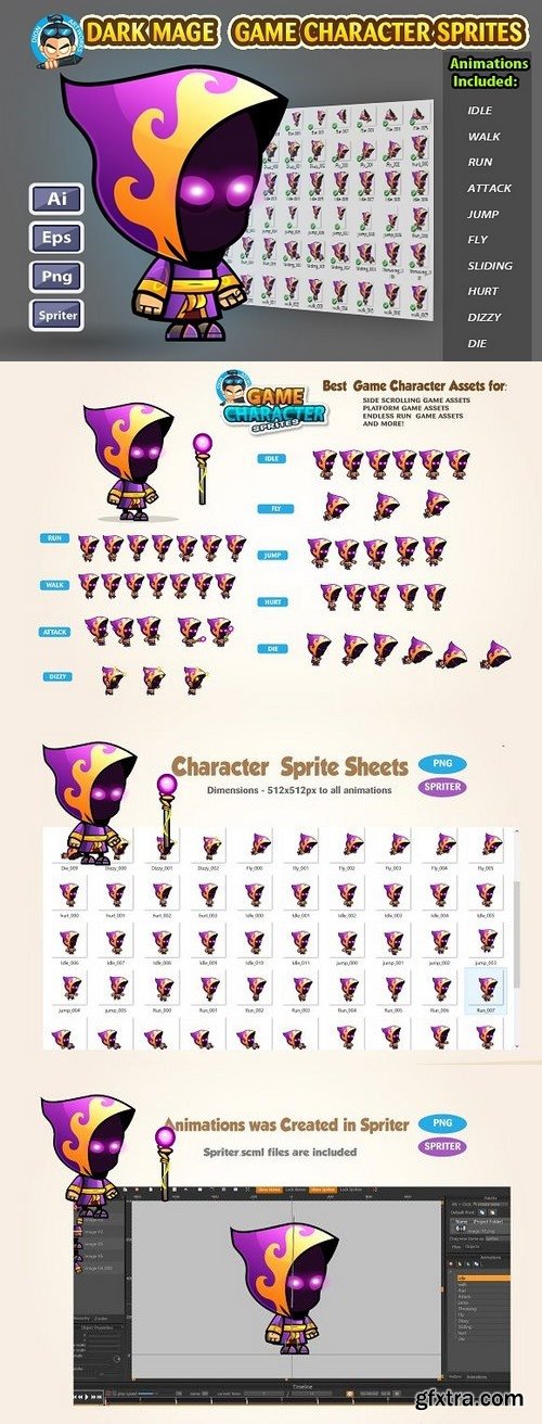 CM - Dark Mage Game Character Sprites 1232101