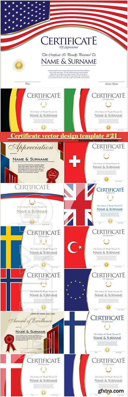 Certificate and vector diploma design template #21