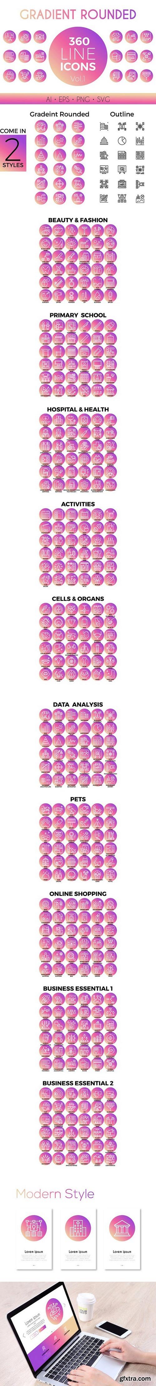 CM - Gradient Rounded Line Icons 1480974