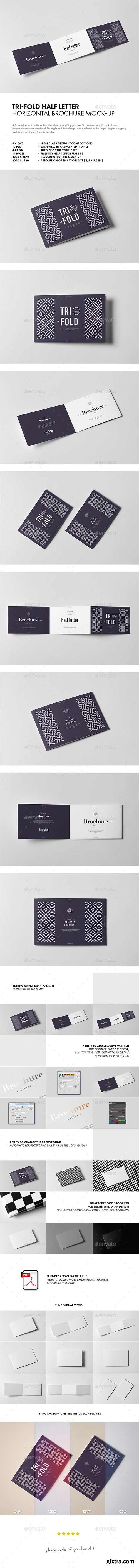 Graphicriver - Tri-Fold Half Letter Horizontal Brochure Mock-up 20115575