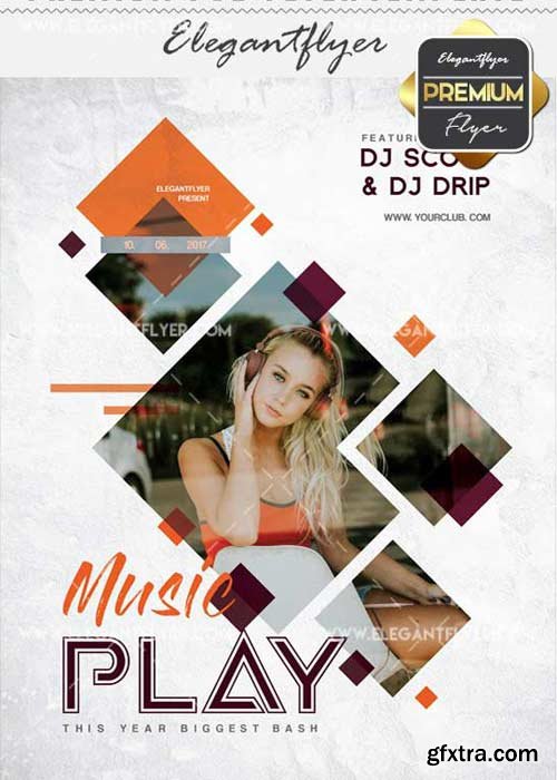 Music Play V29 Flyer PSD Template + Facebook Cover