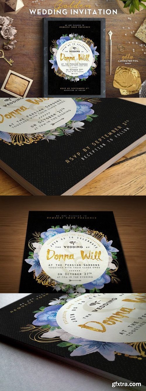 CM - Golden Foil Wedding Invitation III 402707