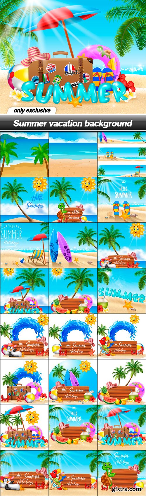 Summer vacation background - 24 EPS