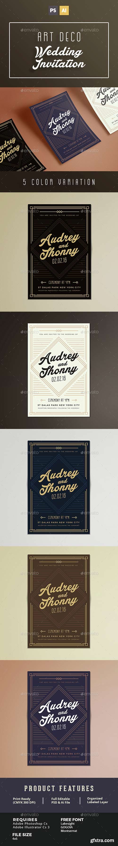 Graphicriver - Art Deco Wedding Invitation 14715349