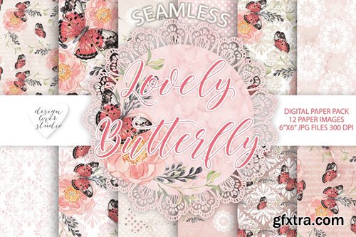 Lovely butterfly digital papers