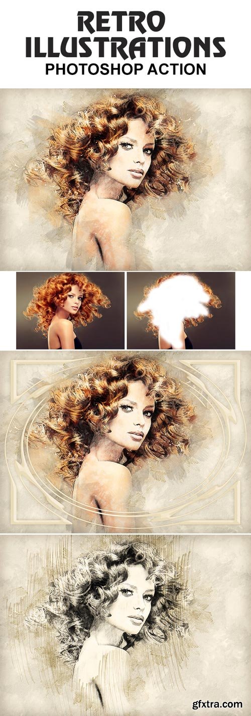 GraphicRiver - Retro Illustrations Photoshop Action - 20002832