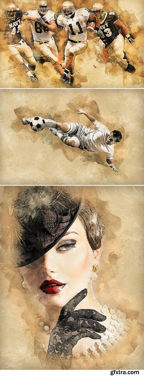 GraphicRiver - Retro Illustrations Photoshop Action - 20002832