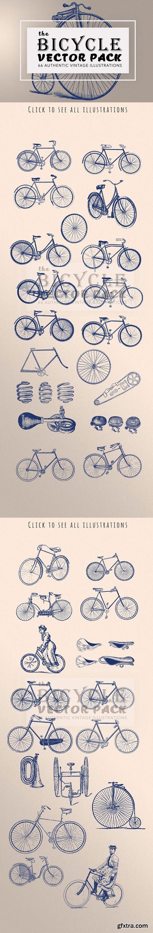 CM - Vintage Bicycle Illustration Bundle 1482385