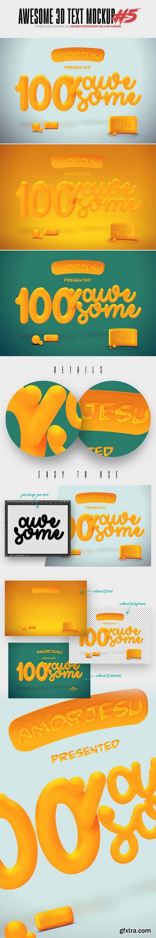 CM - Awesome 3D Text Mockup Bundle 1472462