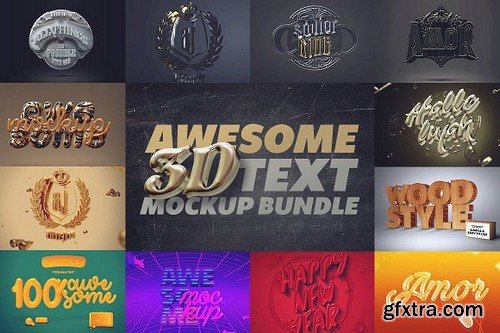 CM - Awesome 3D Text Mockup Bundle 1472462