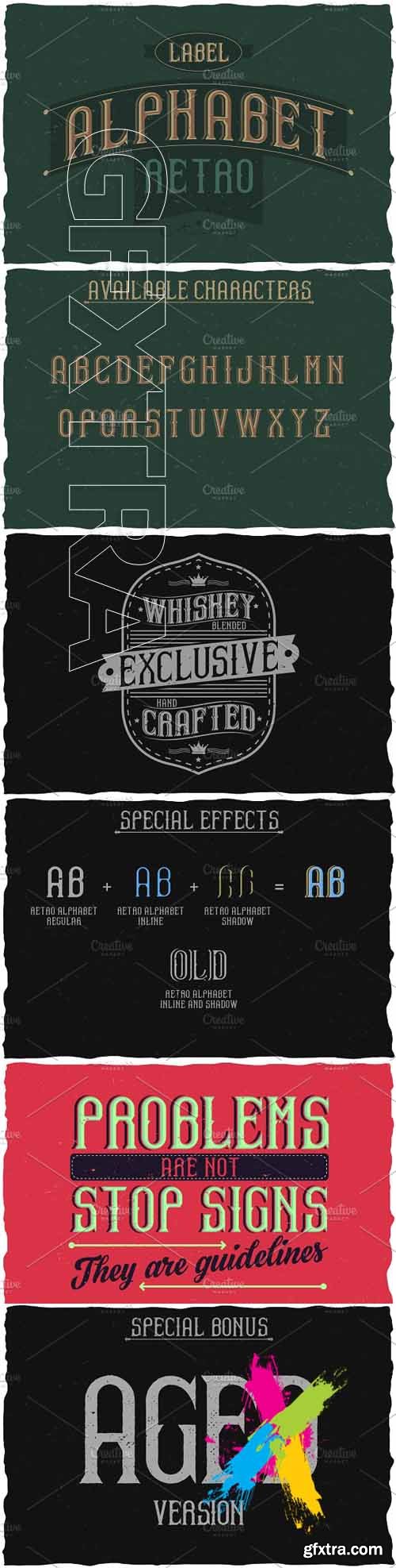 CM - Retro Alphabet Label Typeface font 1570987