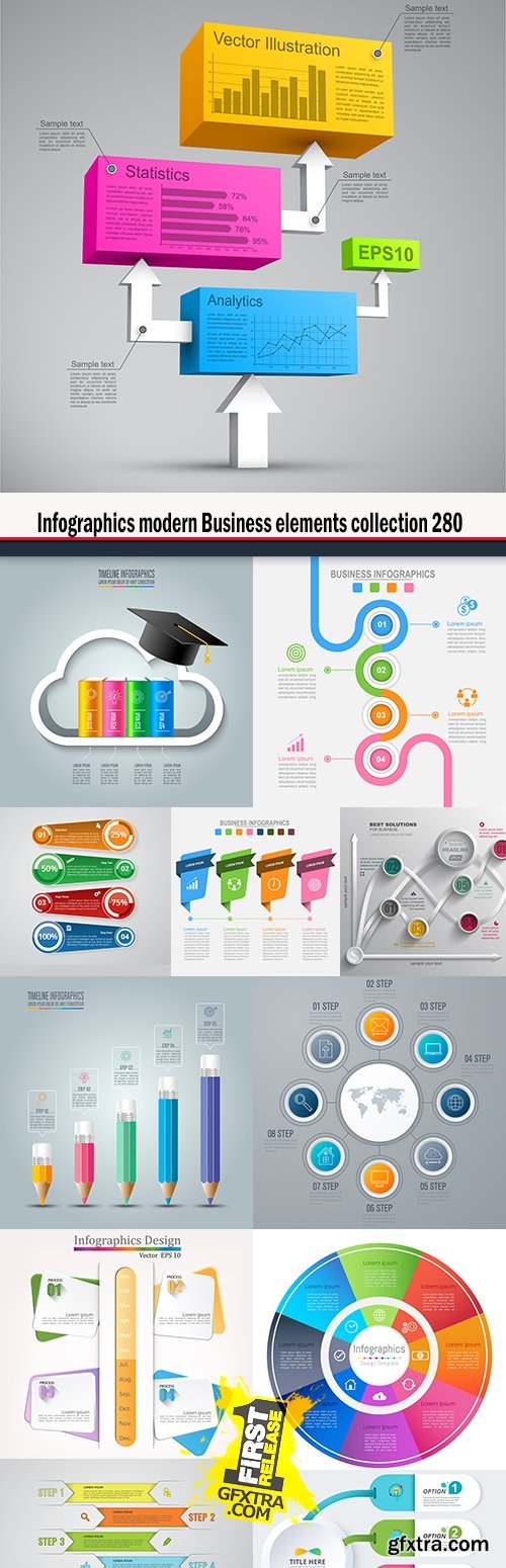 Infographics modern Business elements collection 280