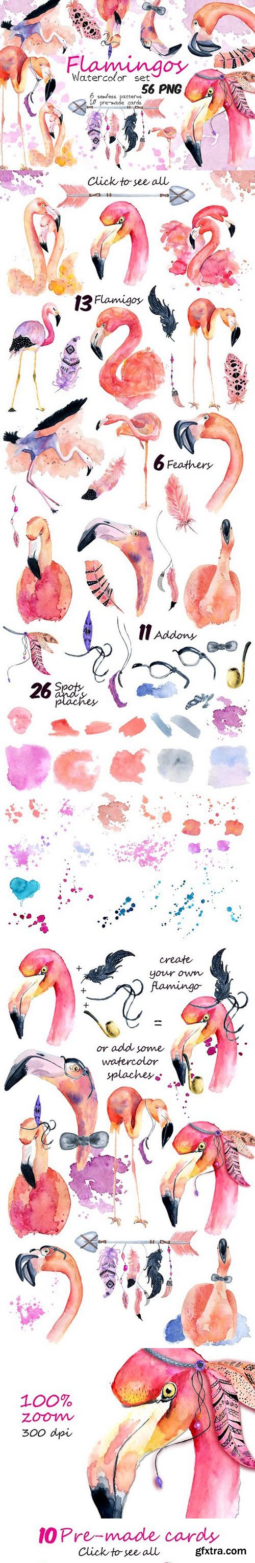 CM - Boho flamingo Watercolor set 1493502