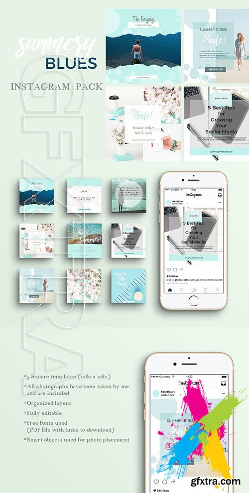 CM - Summery Blues Instagram Templates 1592788