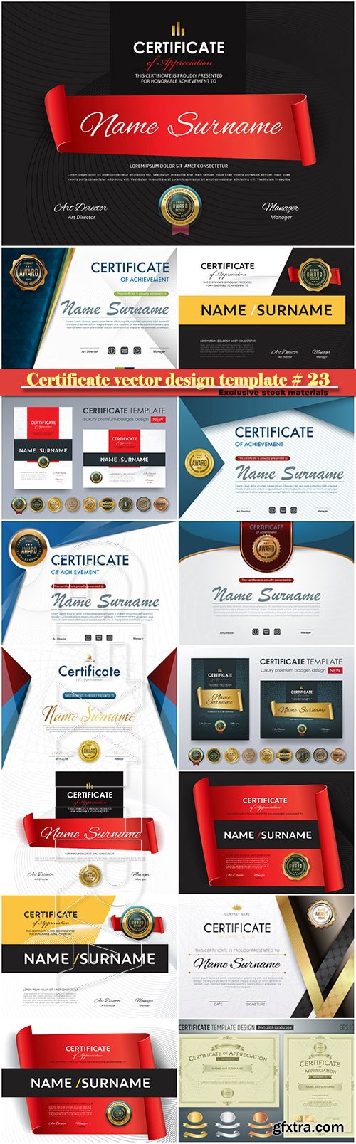 Certificate and vector diploma design template # 23