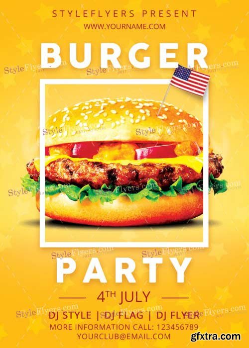 Burger Independence Party V5 PSD Flyer Template