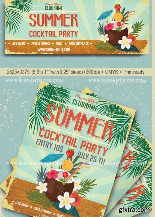 Cocktail Party V29 Flyer PSD Template + Facebook Cover