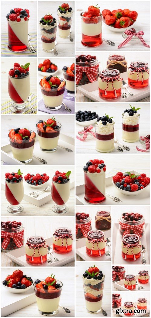 Dessert pudding with berry 17X JPEG