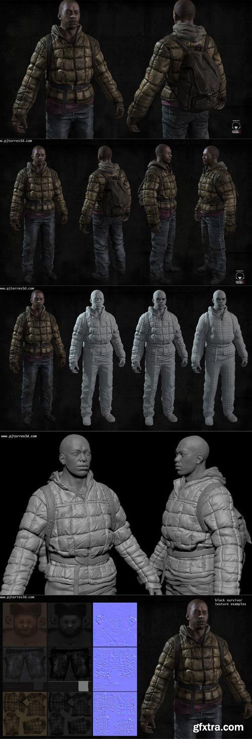 Black Man sur VR / AR / low-poly 3D model