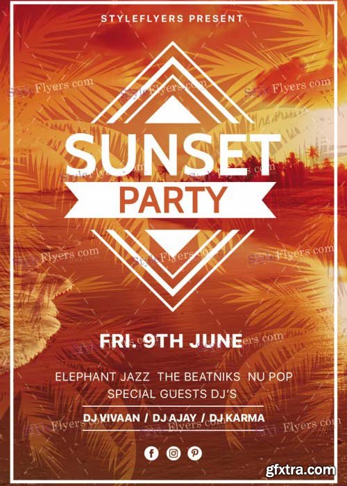 Sunset Party V20 PSD Flyer Template