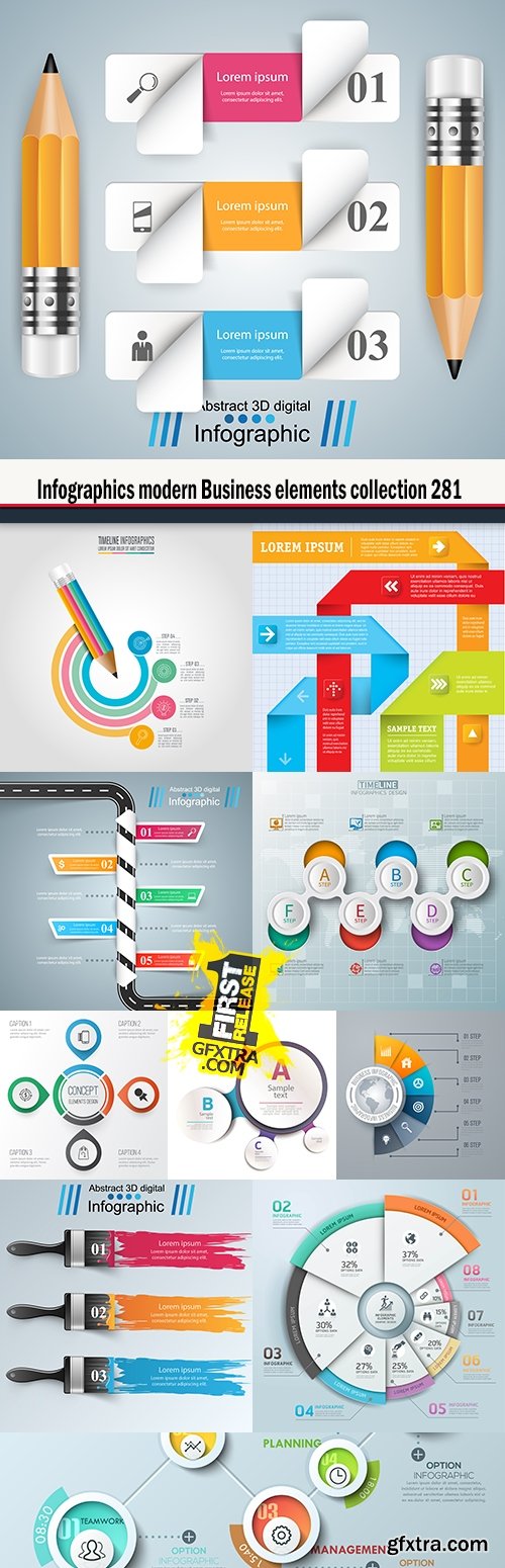 Infographics modern Business elements collection 281